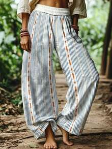 SHEIN PETITE Women's New Printed Comfortable Long Pants - White - View 5