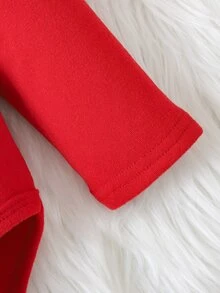 SHEIN Infant Baby Boy Girl Unisex Cute Christmas Pattern Reindeer Design Red Color Romper - Orange - View 5