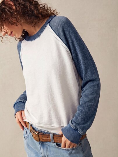Bohemela Women's Minimalist Colorblock Long Sleeve Sweatshirt For Weekend Outings