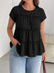 SHEIN Essnce 大尺碼女款無袖層次拼接襯衫 - 彩色 - 查看 3