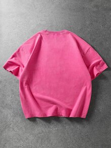 ROMWE MEN Street Life Men's Summer Casual Angel Print T-Shirt - Hot Pink - View 3