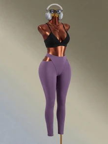 Amplova Women's Dark Purple Slim Fit Ankle Length Leggings - Purple - View 3
