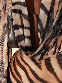 Amplova Women's Cowl Neck Animal Print Sexy Long Sleeve Dress - Brown - View 5