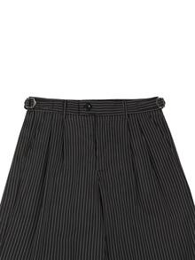 Manfinity Mode Men's Black Striped Suit Pants, Light Business Casual Loose Fit Fashion Versatile Long Pants - Black - View 5