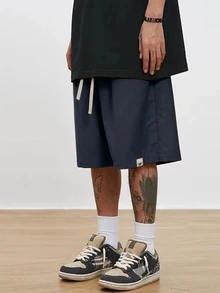 Manfinity Roghcode Men's Plus Size Casual Loose Fit Shorts - Navy Blue - View 4