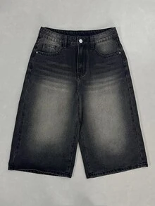 Livesso Tall Women's Loose Straight Leg Street Casual Cropped Denim Jeans - Black - View 10