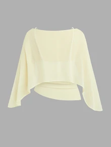 Sweetra Plus Size Solid Color Minimalist Camisole Tank Top & Asymmetrical Top Vacation 2 Pieces Set - Pale Yellow - View 2