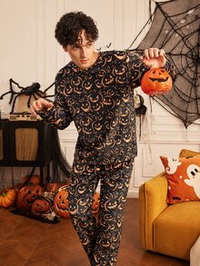 Notgurli Set Pakaian Santai Pria dengan Motif Halloween yang Menyenangkan - MultiWarna - View 7