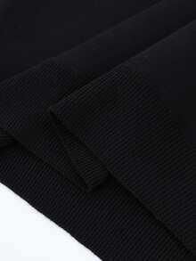 Manfinity CasualKnits 男士拼色休閒百搭日常穿著長袖毛衣，正式、登山，秋冬上衣，情人節適用 - 黑色 - 查看 5
