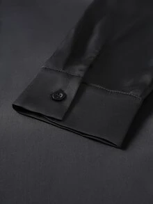 Manfinity Mode Men's Solid Color Casual Versatile Daily Wear Shirt - Black - View 4