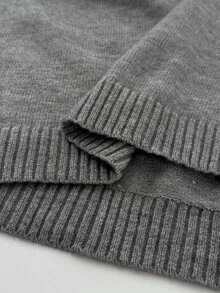 Rustia Plus Size Minimalist Fashion Long Sleeve Pullover Sweater, Preppy Style Fall - Grey - View 8