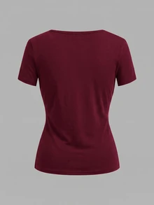 SHEIN EZwear 3件組女款純色V領短袖休閒T恤 - 彩色 - 查看 5