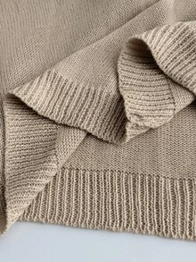 Rustia Sweater Lengan Panjang Wanita Ukuran Besar Warna Polos Kasual Serbaguna untuk Pemakaian Sehari-hari di Musim Dingin - Aprikot - View 8