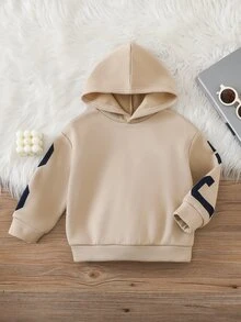 SHEIN Sweatshirt Rajut Lengan Panjang Berkerudung Motif Cetak Huruf, Nyaman untuk Anak Laki-Laki, Kasual Sehari-hari, untuk Anak-Anak - MultiWarna - View 2