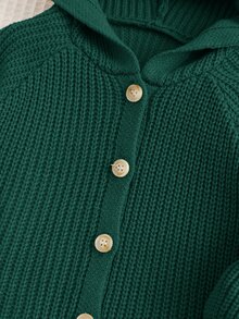 Cozy Pixies 新生兒男嬰休閒百搭3D耳朵長袖連帽開襟針織衫 - 墨綠色 - 查看 5