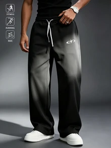 Acti Log Men's Gradient Print Sports Long Pants - Black - View 3