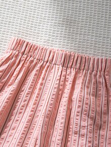SHEIN 少女休閒粉色長褲 鬆緊腰抽繩褲 條紋款與圓點款 軟綿舒適女童下著 - 粉色 - 查看 4