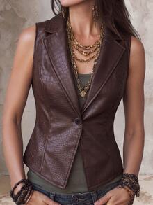Solivie Women's Solid Color Fashion Versatile Daily Casual Vest - Coffee Brown - View 6