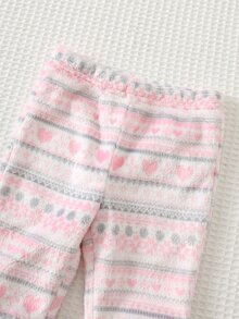 Cozy Pixies 新生兒嬰兒圓領企鵝刺繡島嶼印花可愛粉色搖粒絨法蘭絨居家服舒適 - 粉色 - 查看 7
