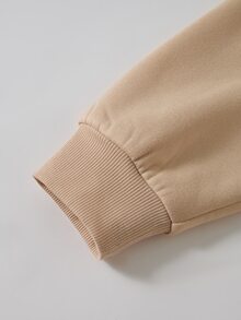 Rusticease Plus Size Women V-Neck Long Sleeve High-Low Hem Casual Loose Fit Básica Baggy Sweatshirt Formal Home Wear Khaki Autumn Fall Vacation Birthday - Apricot - View 7