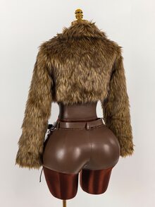 Amplova Women's Solid Color Tie-Up Design Casual Versatile Daily Wear Shorts - Brown - View 9