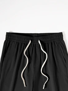 Manfinity Roghcode Men's Plus Size Casual Loose Fit Shorts - Black - View 3