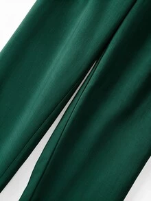 Selianne Calça Longa Feminina Premium Vintage Elegante com Amarração na Cintura, Leve, Luxuosa, Casual e Versátil, para Trabalho, Escritório, Viagem e Estilo Francês Chic - Verde Escuro - Visão 3