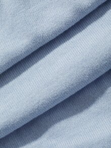 Dazy Plus Spring/Autumn Casual Solid Color Minimalist Knitted Dense Hem Wavy Edge Loungewear Set - Baby Blue - View 3