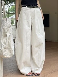 Dazy Tall Celana Panjang Kasual Wanita Model Kaki Melengkung untuk Musim Gugur - Putih - View 10