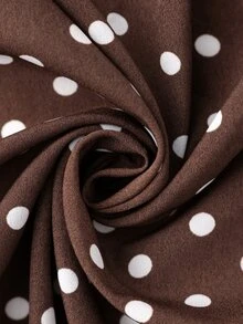 Elaquor Plus Size Women's Polka Dot Casual Party Dress - Brown - View 7