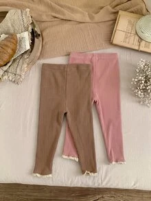 SHEIN 女嬰休閒百搭修身長款冬季長褲 - 彩色 - 查看 2