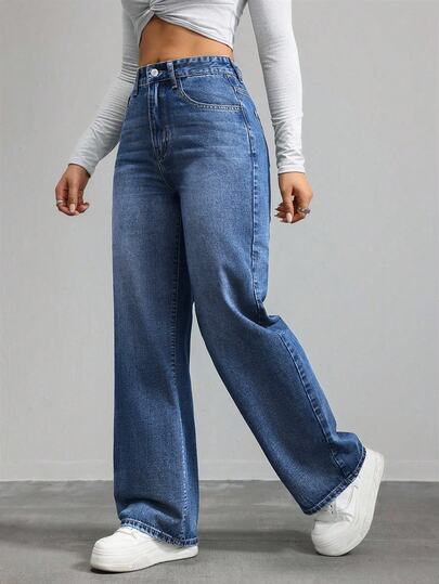 Jeanoix Plus Size Outdoor All-Season Button Pocket Denim Jeans