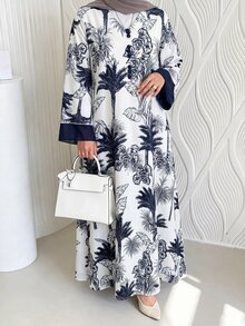 Al Najma V領前開扣雪紡拼接印花洋裝 - 彩色 - 查看 5