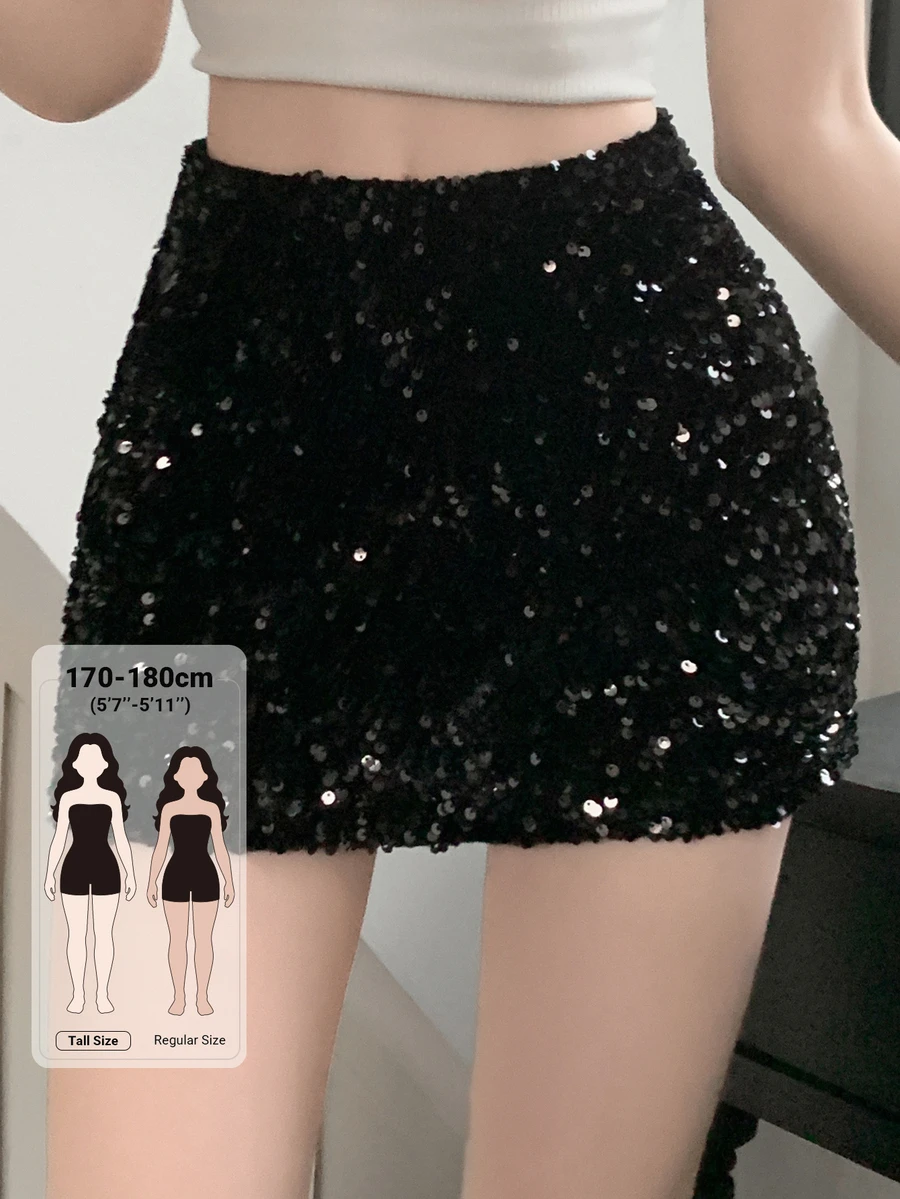 Dazy Tall Women's Sequin Elegant Short Skirt Fall - Black - View 1