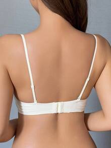 DAZY Teen Girl Lace Patchwork Casual Daily Spaghetti Strap Bra Fall - Beige - View 10