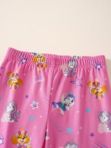 Maija Kids SHEIN | PAW Patrol Maija Kids 女童卡通印花可愛百搭長袖上衣與長褲家居服套裝 - 粉色 - 查看 6