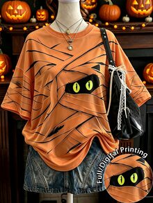 Lalippa Women's Halloween Print Loose Fit T-Shirt - Multicolor - View 1
