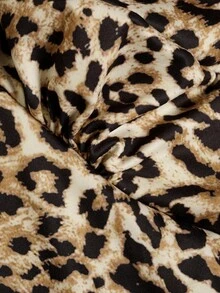SHEIN Plus Size Women's V-Neck Leopard Print Twisted Ruched Casual Everyday T-Shirt - Multicolor - View 5