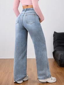 Rivivi Plus Size Women's Outdoor All-Season Blue Denim Jeans - Medium Wash - View 2