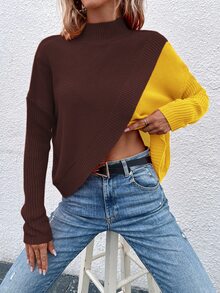 EMERY ROSE Áo len quấn patchwork phối màu phong cách thường ngày cho mùa Thu/Đông - Nhiều màu - Xem 6