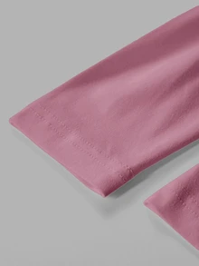 SHEIN BASICS 女款米色立領上衣：修身版型、長袖、半高領夏季女裝 - 紫羅蘭色 - 查看 4
