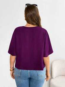 SHEIN Essnce Plus Size Summer Casual Solid Color Lightweight Jacket - Red Violet - View 2