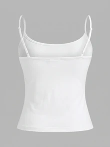 SHEIN EZwear 3件組休閒極簡白色細肩帶修身背心上衣，適合夏季與秋季疊穿 - 白色 - 查看 8