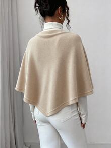 Selianne Jaket Cape Wanita Warna Polos dengan Kancing Depan, Musim Gugur/Dingin - Aprikot - View 2