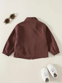 SHEIN Baby Boy Colorblock Round Neck Long Sleeve Jacket, Versatile And Comfortable - Multicolor - View 2