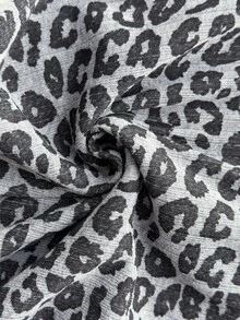 SHEIN Women's Cute Panda Graphic Top & Leopard Print Pants Casual Pajama Set - Black - View 5