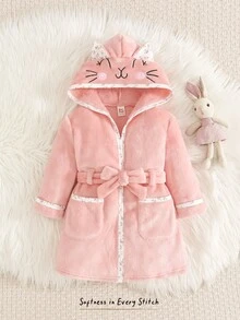 Cozy Pixies 女嬰休閒日常居家印花連帽家居服 - 淺粉色 - 查看 1