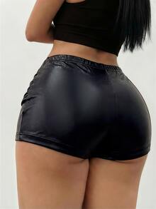 SHEIN SXY Women's Summer Fashion Metal Decor Shorts - Black - View 2