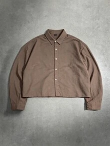 STYNVO Men's Solid Color Single-Breasted Casual Commute Long Sleeve Shirt - Coffee Brown - View 1