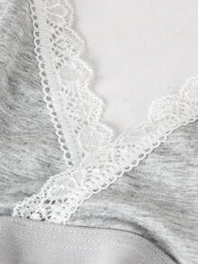 Moonlight&Mama Maternity Simple Lace Trim Bra - Grey - View 6
